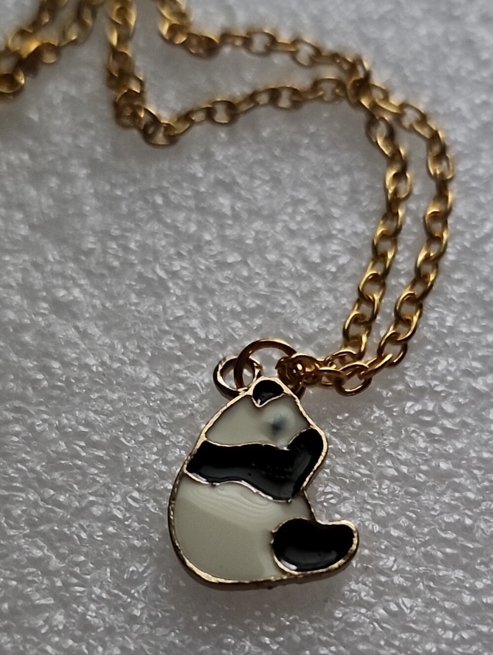 Hand Crafted Gold Bracelet with Black and Cream Panda Charm